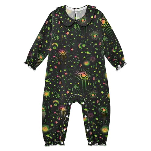 Baby Girls Romper Cotton Long Sleeve One-Piece Ruffle Jumpsuit Clothes Outfit with Collar