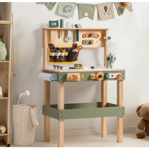 ROBUD Wooden Kids Tool Bench - Avocado Green