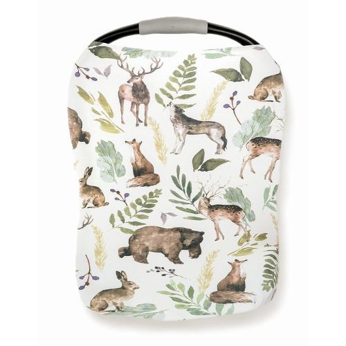 Pobi Baby Premium Multi-Use Cover - Nursing Cover, Baby Car Seat Covers, Shopping Cart, High Chair, and Breastfeeding Cover - Ultra-Soft, Stretchy, Woodland Scarf for Baby and Mom (Wildlife Animal)