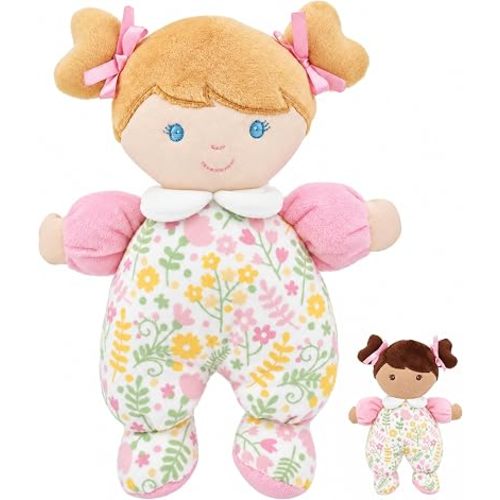 June Garden 9" Blossom Plush Baby Doll, Pink Floral Outfit
