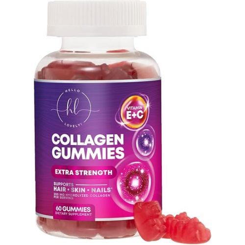 Collagen Gummies for Hair Growth - 2500 mcg D-Biotin Per Serving - Hydrolyzed Collagen Peptides Type I, III - Vitamin C & Zinc - Skin, Nails & Joint Support For Women & Men - Berry Flavor, 60 Gummies