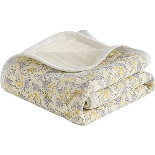 NTBAY Jersey Cotton Quilted Toddler Blanket, Breathable and Warm for Boys and Girls Baby Blanket, 30x40 Inches, Purple Floral