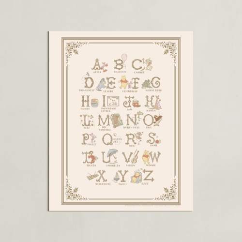 Disney's Pooh Alphabet Disney Open Edition Children's Art Print by Teju Reval