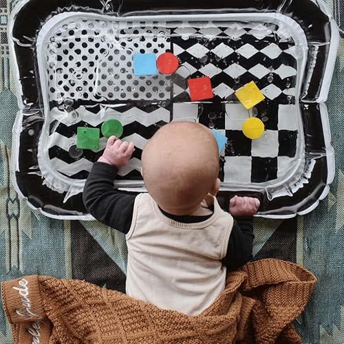 High Contrast Black and White Sensory Water Mat, Tummy Time Baby Water Mat