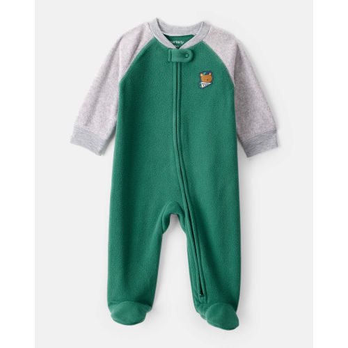 Baby Boy Bear Loose Fit Long-Sleeve Sleep & Play Pajamas - Green - Carter's | Carter's