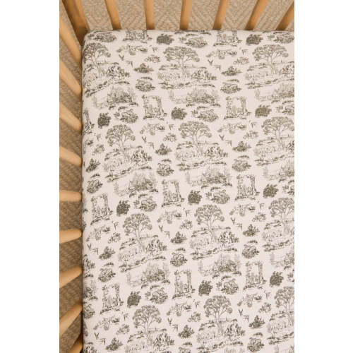 Charcoal Toile Crib Sheet