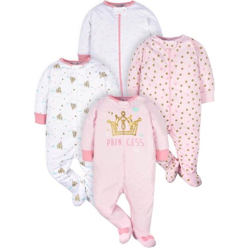 Gerber Baby-Girls 4 Pack Sleep 'N Play Footie