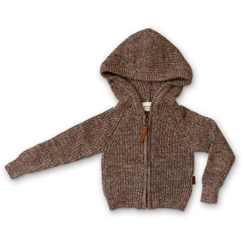 Goumikids Baby Organic Cotton Knit Hoodie - Bark 12-18m