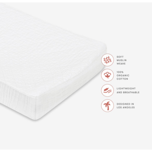 Babyletto Quilted Changing Pad Cover in GOTS Certified Organic Muslin Cotton