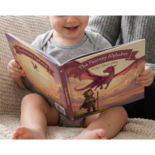 Personalized Epic Fantasy Alphabet Book | Geeky Baby Gift & Nursery Decor | RPG ABC Storybook | Custom Dragon and Knight Adventure for Kids