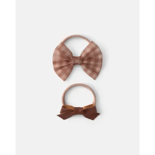 Baby Girl 2-Pack Gingham Bow Headwraps - Brown | Carter's
