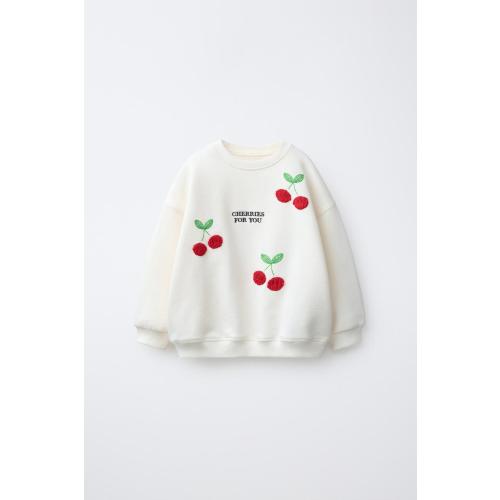 EMBROIDERED CHERRY SWEATSHIRT - Ecru | ZARA United States
