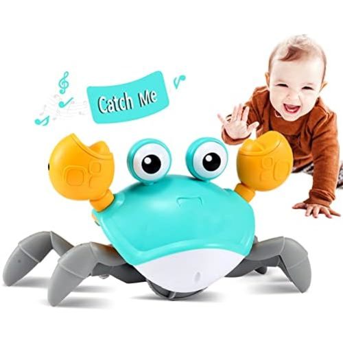 Crawling Crab Toy for Little Ones, Tummy Time Toy with Music and Lights, Interactive Moving Crab for Crawling, Walking and Early Development, Birthday Gift for Kids