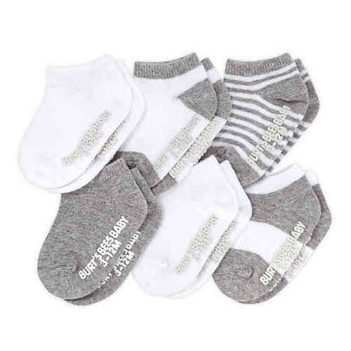 Burt's Bees Baby® Size 0-3M 6-Pack Organic Cotton Socks in Heather Grey