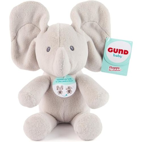 GUND Baby Peek-a-Boo Flappy Elephant Plush, Elephant Stuffed Animal, Baby Toy for Ages 0 and Up, Gray, 7" (Batteries Not Required)