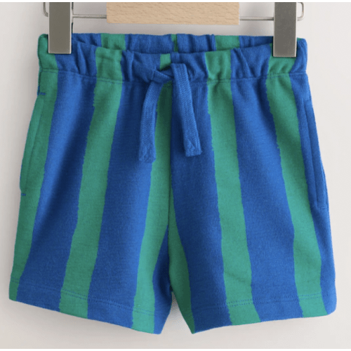 Blue/Green Stripe Textured Shorts: 6-9 months