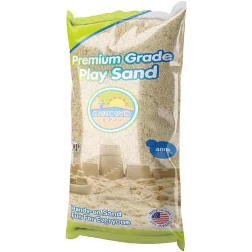 Classic Sand and Play Sand for Sandbox, Table, Therapy, and Outdoor Use, 40 lb. Bag, Natural, Non-Toxic, Wet Castle Building for Creativity and Stimulates Sensory Skills