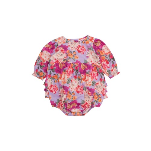 Baby Girls Woven Long Sleeve Bubble Romper, 0-3M