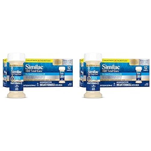 Similac 360 Total Care Infant Formula, Has 5 HMO Prebiotics, Our Closest Prebiotic Blend to Breast Milk, Non-GMO,‡ Baby Formula, Ready to Feed, 2-fl-oz Bottle, Pack of 24