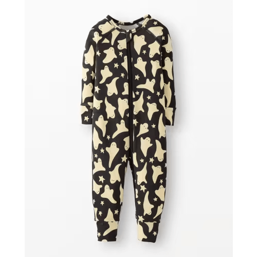 3-6M Ghosts on Black - Halloween HannaSoft™ Stretch Sleeper