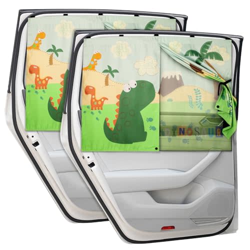 Car Window Shades with Cute Patterns, 2pcs Magnetic Car Curtains for Privacy Protection Full Covers/Half Shade Options, Auto Sunshades Sunglare/UV Blocker