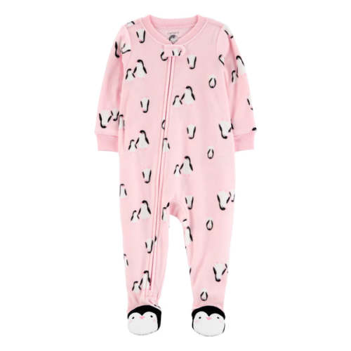 Carters Baby Girl 1-Piece Penguin Fleece Footie Pajama