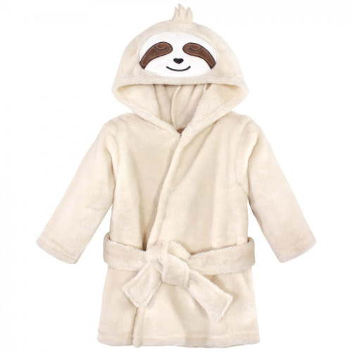 Hudson Baby Infant Unisex Plush Animal Face Bathrobe, Sloth, 0-9 Months