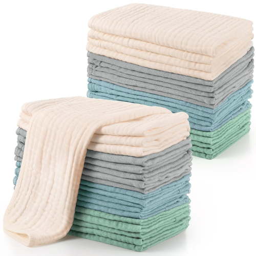Lsupdaol 10 Pcs Large 20 x 10 Inch Burp Cloths Multi Colors Washcloths Baby Burping Cloth Diapers 6 Absorbent Layers Face Towels