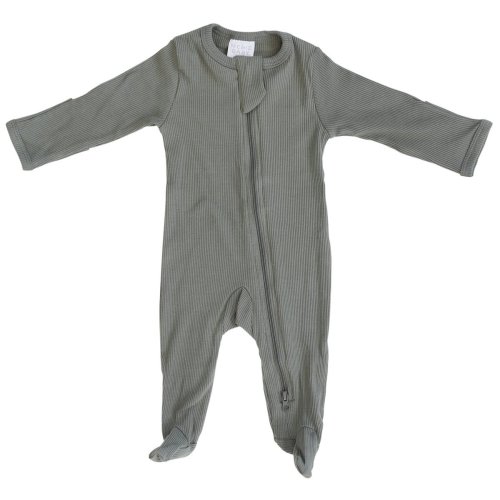 Green Organic Cotton Ribbed Footed Zipper One-piece – Mebie Baby