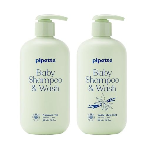 Pipette Baby Shampoo + Wash Duo, Fragrance Free & Vanilla (Pack of 2)