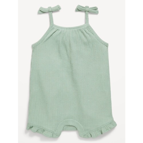 Printed Sleeveless Tie-Strap Romper for Baby