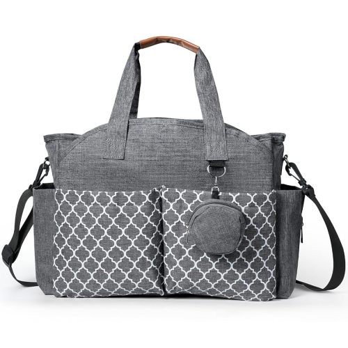 Diaper Bag Tote,Large Diaper Bags Waterproof,Large Mommy Bag for Hospital,With Pacifier Case,Baby Bags for Mom Travel Diaper Tote,Grey