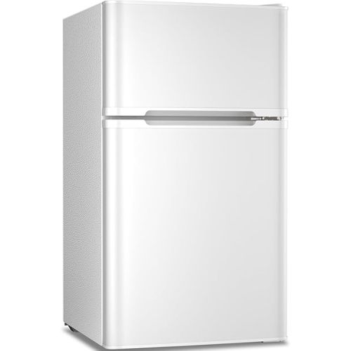 Antarctic Star Compact Refrigerator,3.2 Cu.Ft. Mini Separate Freezer Double 2-Door,Adjustable Removable Shelves for Basement,Apartment,Dorm,Office,WHITE
