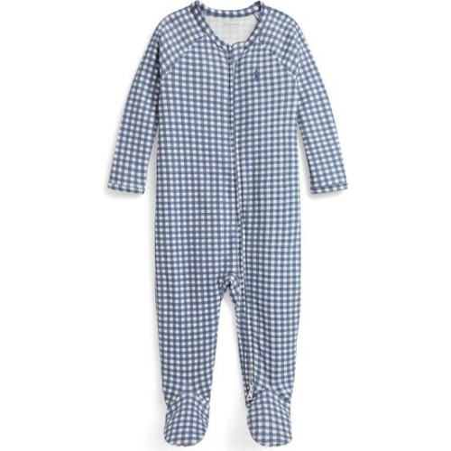 Gingham Check Knit Cotton Footie