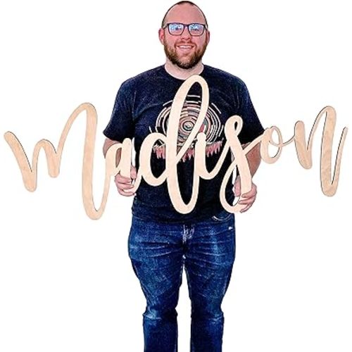 Wooden Name Sign, Nursery Name Sign for Girls, Baby Name Sign, 12-52 Inch Size, Family Name Sign, Custom Wood Name Sign, Laser Cut Name Sign, Name Crib Sign - DASHING Font