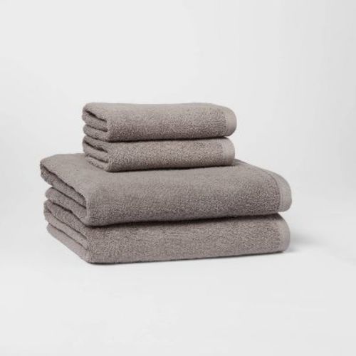 4pk Antimicrobial Assorted Bath and Hand Towel Set&nbsp;Gray - Room Essentials™: Cotton Terry, Midweight GSM, Machine Washable