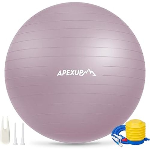 APEXUP Yoga Ball Exercise Ball Anti Slip Heavy Duty for Fitness, Balance & Core Workout, Balance Training, Pregnancy & Physical Therapy, 5 Sizes