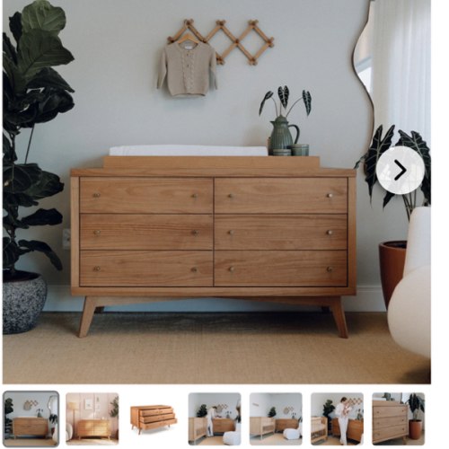 Retro 6 Drawer Dresser in Hazelnut | Simply Nursery