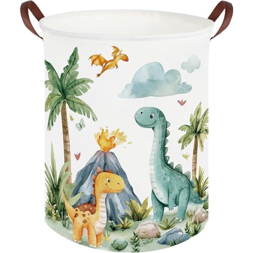 Dinosaurs Baby Laundry Hamper,Collapsible canvas laundry basket,Dinosaur Baskets for Boys,Dragon dirty clothes basket,Baby Room decor(Roaring dinosaur)