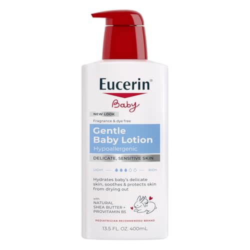 Eucerin Baby Body Lotion, Hypoallergenic and Fragrance Free Baby Lotion with Pro-Vitamin B5 and Shea Butter, 13.5 Fl Oz Bottle