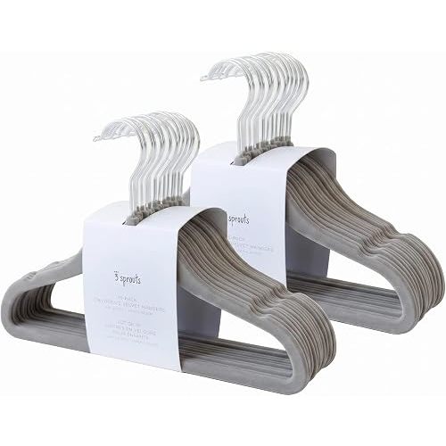 3 Sprouts Velvet Baby Hangers, Non Slip Slim, Dark Gray, 30 Pack