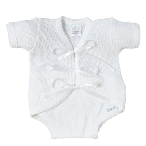 Paty Knit Ribbon Tie Onesie with Built-In Diaper Cover - PatyInc