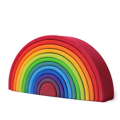 12-Piece Wooden Rainbow Stacking Tunnel