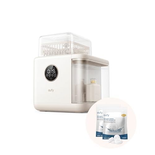 eufy Bottle Washer S1 Pro with Extra Detergent Tablets,120 Count in Total, Built-in Water Softener, Largest 10-Bottle Capacity, 3D HydroBlast Cleaning