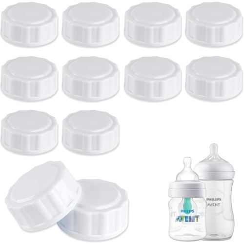 (12-PCs) Travel Bottle Caps Compatible with Avent Bottles, Bottle Lids Replacement White