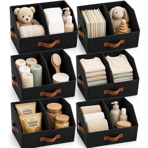 HOMELUX THEORY Closet Organizers Storage, Small Collapsible Bin 6pc, Black