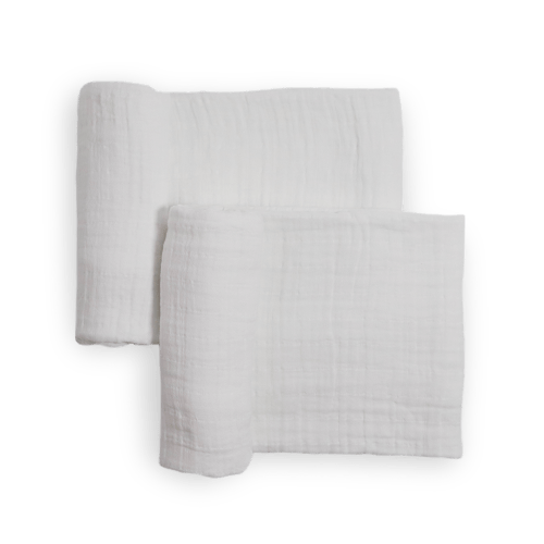 Organic Cotton Muslin Swaddle Blanket 2 Pack - White