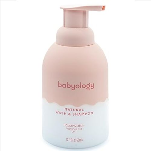 Babyology All Natural Baby Wash and Shampoo - 100% Edible Ingredients - with Organic Rose Water (Unscented) - 13,52 FL OZ - Good for Sensitive Skin - Non Toxic - Tear Free (Scents & Packs Vary)