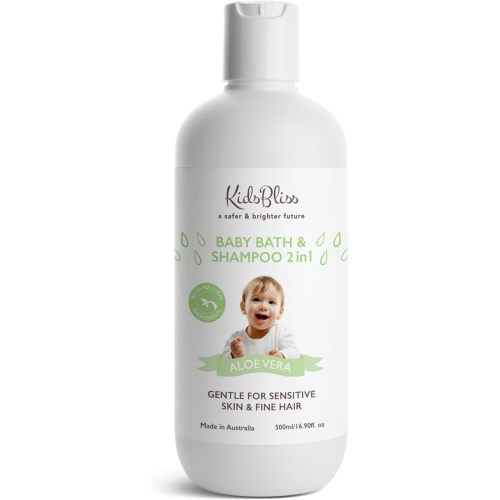 Baby Bath & Shampoo 2-in-1, Gentle Wash for Newborn & Eczema Prone Skin, Organic Aloe Vera, Tear-Free, pH Balanced, 500ml