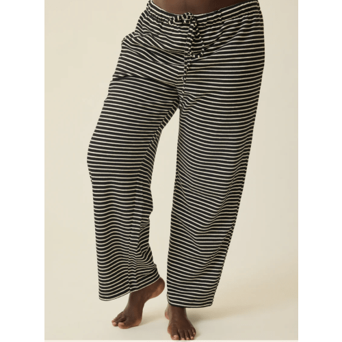 Luxe Terry Maternity & Postpartum Pant -  Black & Ivory Stripe, Medium